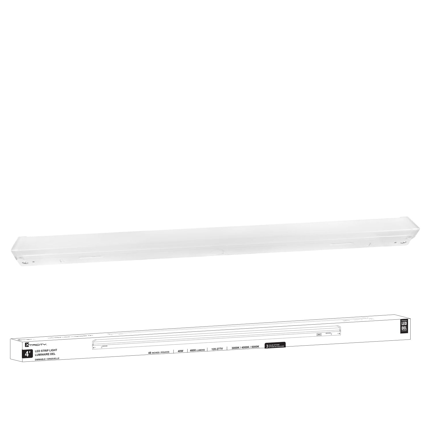 Xtricity - Luminaire DEL, Longeur de 4 Pieds, 4600 Lumens, 40W, Trois Options de Température de Couleur - Simple Boutique