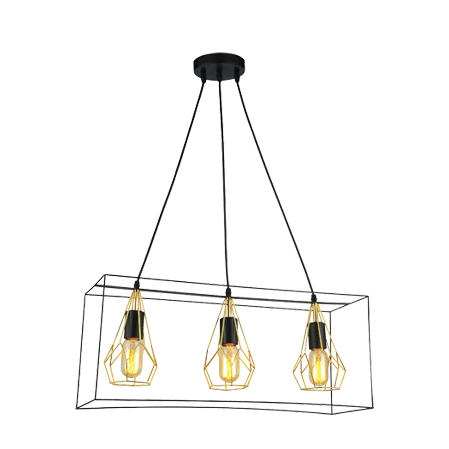 Xtricity - Luminaire Suspendu, Largeur de 23.6'', De la Collection Majestic, Noir et Doré - Simple Boutique