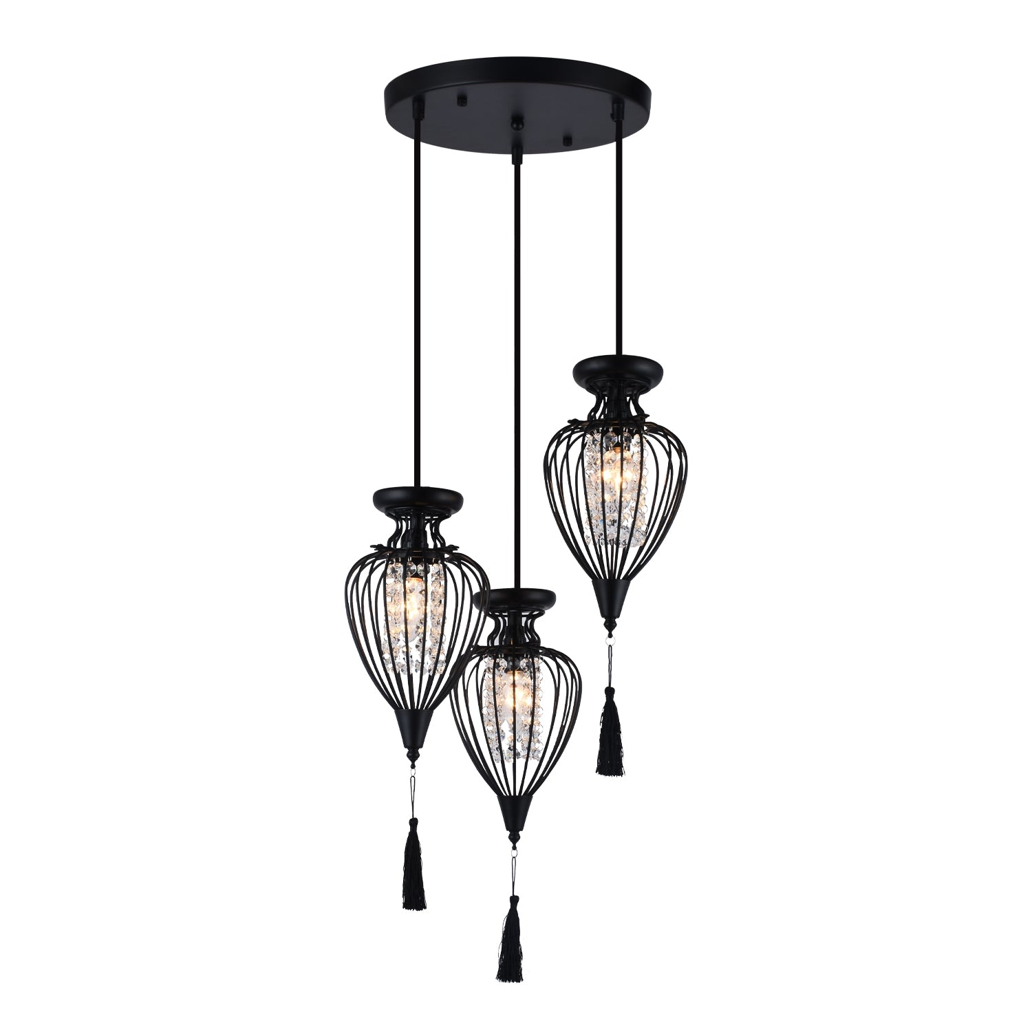 Xtricity - Luminaire Suspendu à 3 Lumières, Largeur de 15'', De la Collection QueensDown, Noir - Simple Boutique