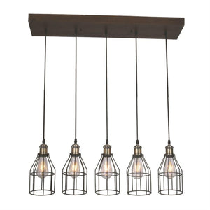 Xtricity - Luminaire Suspendu à 5 Lumières, Largeur de 35'', De la Collection New Yorker, Bois - Simple Boutique