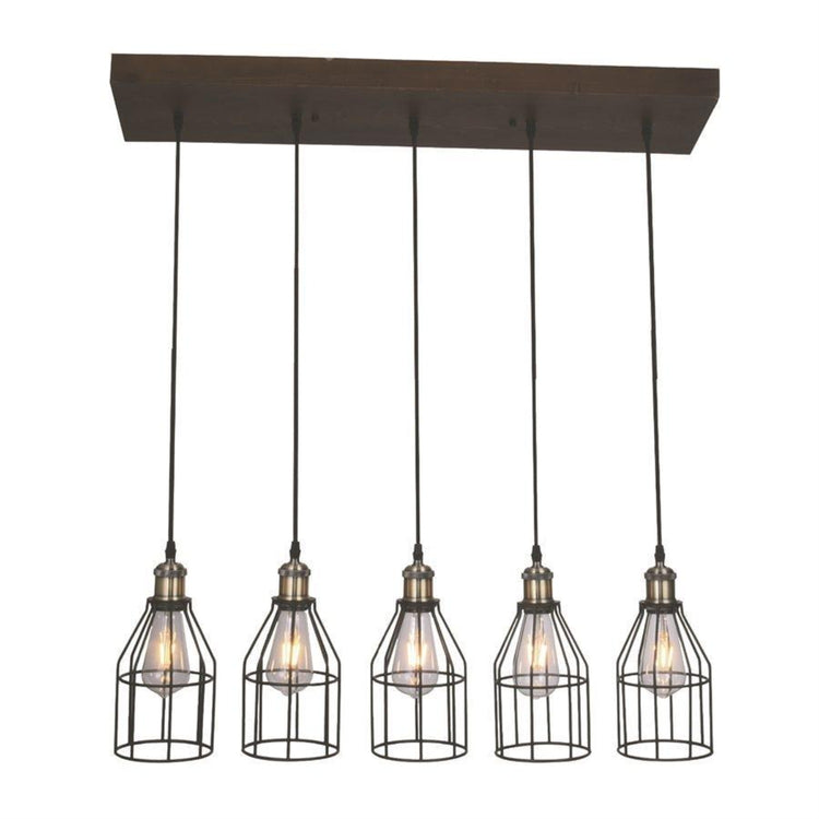 Xtricity - Luminaire Suspendu à 5 Lumières, Largeur de 35'', De la Collection New Yorker, Bois - Simple Boutique