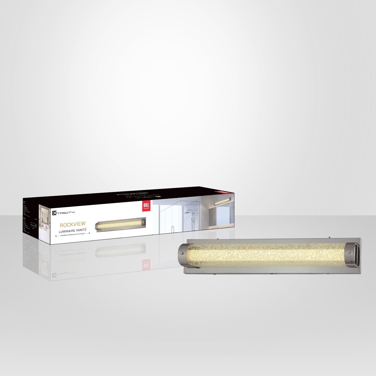 Xtricity - Luminaire Vanité au DEL, Largeur 24.3'', De la Collection Rockview, Fini Chromé - Simple Boutique