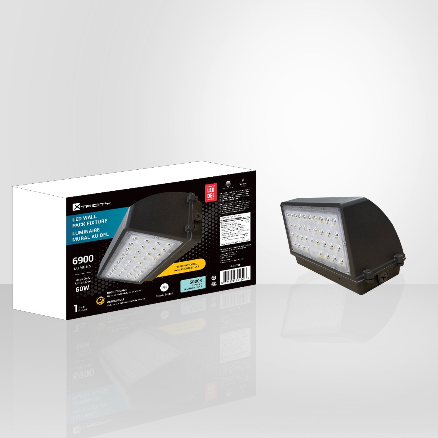 Xtricity - Luminaire de Sécurité Extérieur au DEL, 6900 Lumens, 60W, 5000K Lumière du Jour + Photocellule - Simple Boutique