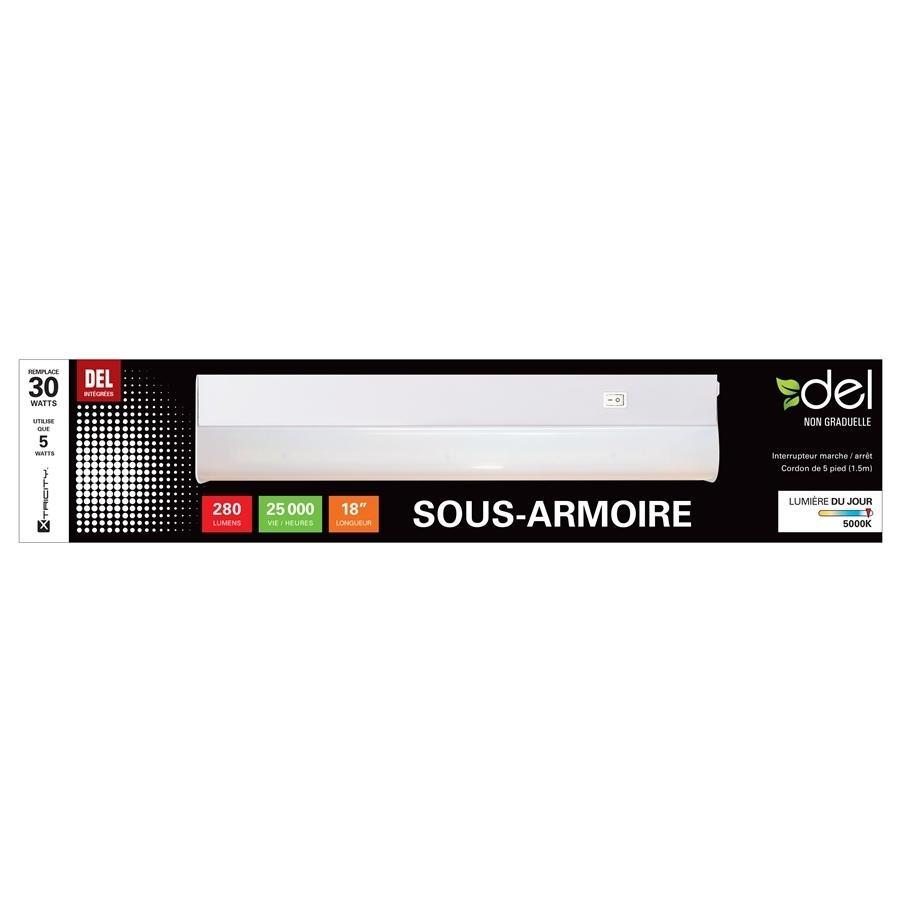 Xtricity Luminaire sous armoire del 18 po 5w/280l/120v lumière du jour 5000k - Simple Boutique