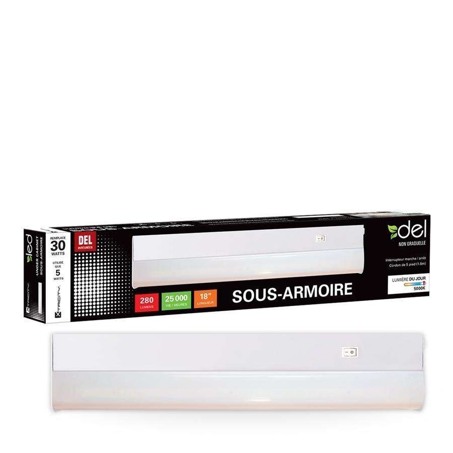 Xtricity Luminaire sous armoire del 18 po 5w/280l/120v lumière du jour 5000k - Simple Boutique