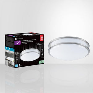 Xtricity - Plafonnier Rond avec DEL Intégrées, Diamètre de 12", 15W, De la Collection Milano, Argenté - Liquidation Vente Finale - Simple Boutique