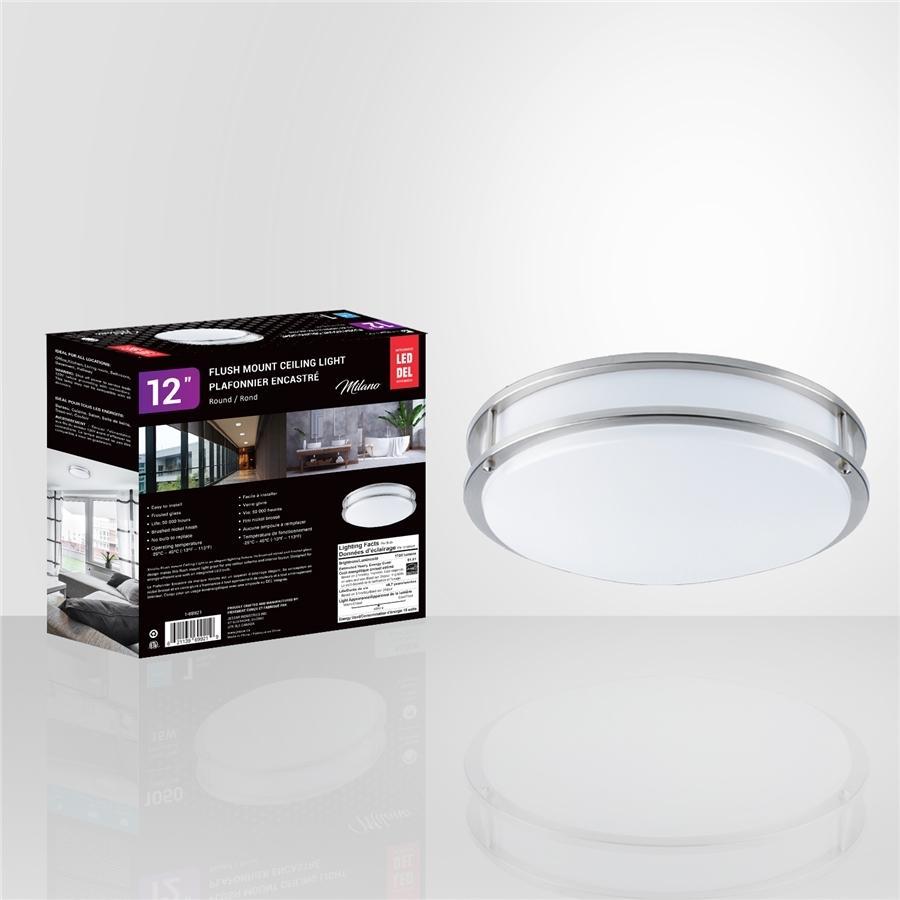 Xtricity - Plafonnier Rond avec DEL Intégrées, Diamètre de 12", 15W, De la Collection Milano, Argenté - Liquidation Vente Finale - Simple Boutique