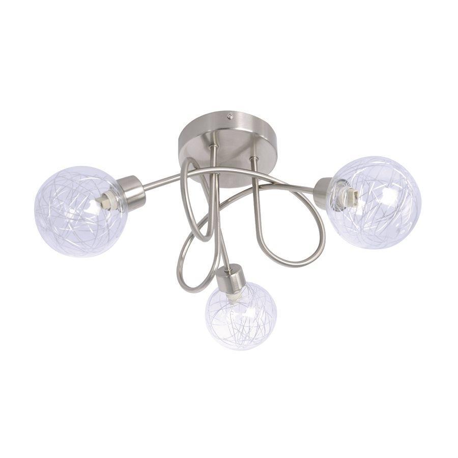 Xtricity - Plafonnier à 3 Têtes, Largeur de 16.9'', De la Collection Oscar, Argenté - Simple Boutique