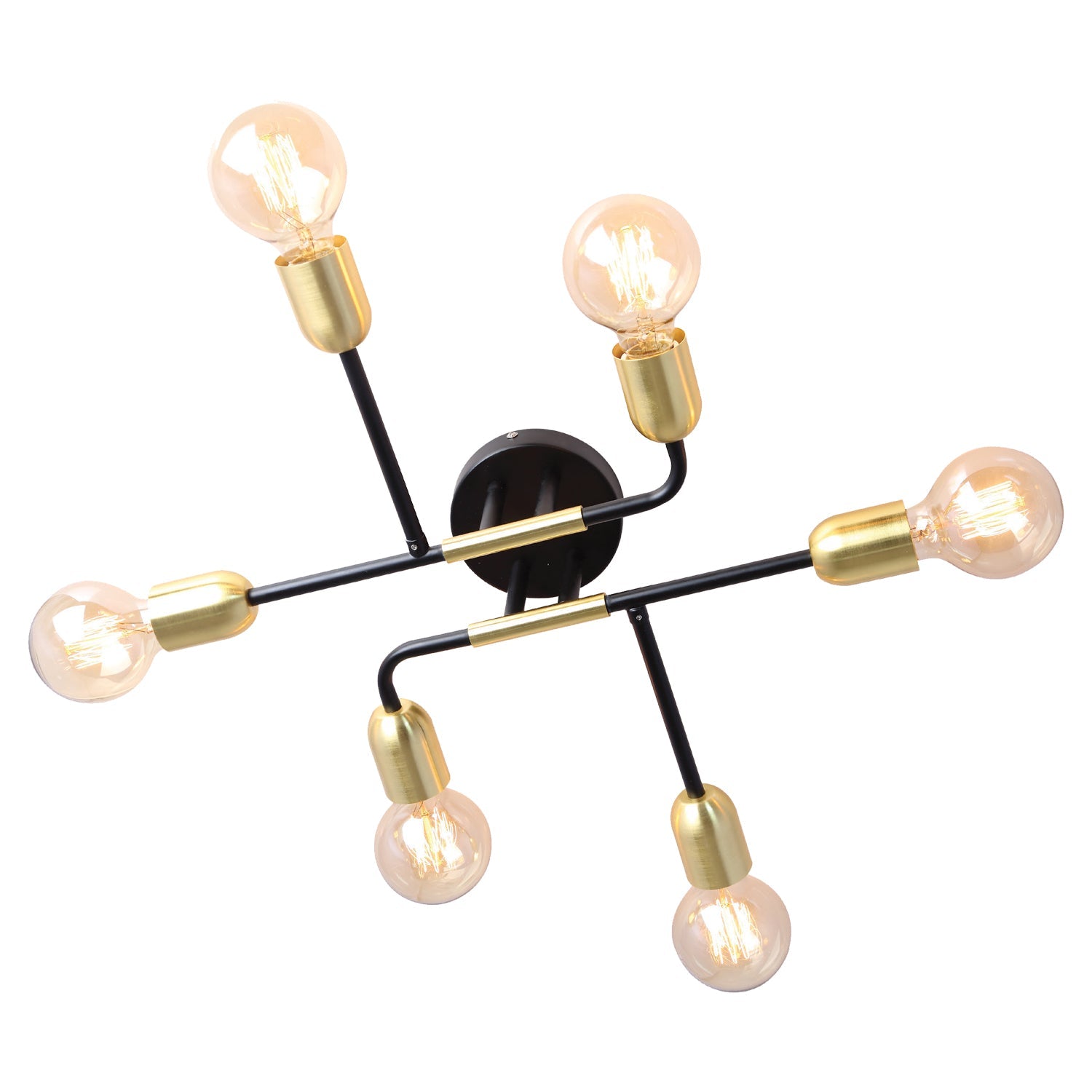 Xtricity - Plafonnier à 6 Lumières, Largeur de 18.9'', De la Collection Rockland, Noir et Doré - Simple Boutique
