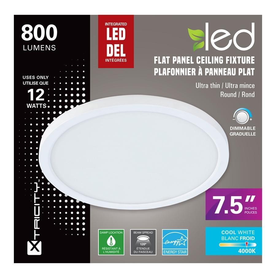 Xtricity Plafonnier a panneau plat del 7.5'' 12W/800L/4000k Blanc - Simple Boutique