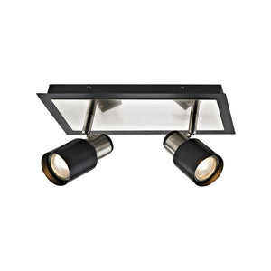 Xtricity - Rail d'éclairage à 2 Têtes, Largeur de 11.9'', De la Collection Jackson, Nickel Brossé et Noir - Simple Boutique