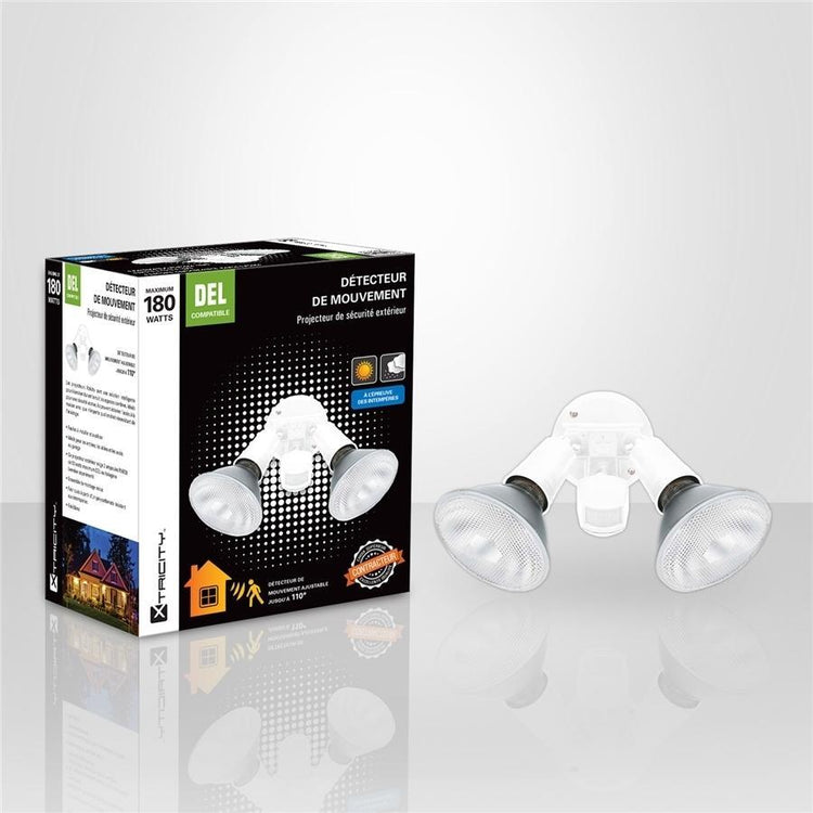 Xtricity détecteur de mouvement à 2 têtes 180w maximum blanc - Simple Boutique