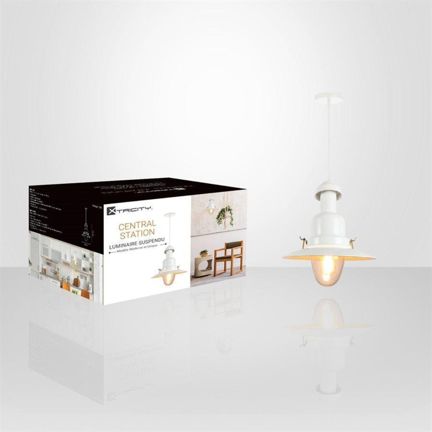 Xtricty - Luminaire Suspendu, 10.2'' de Largeur, De la Collection Central Station, Blanc - Simple Boutique