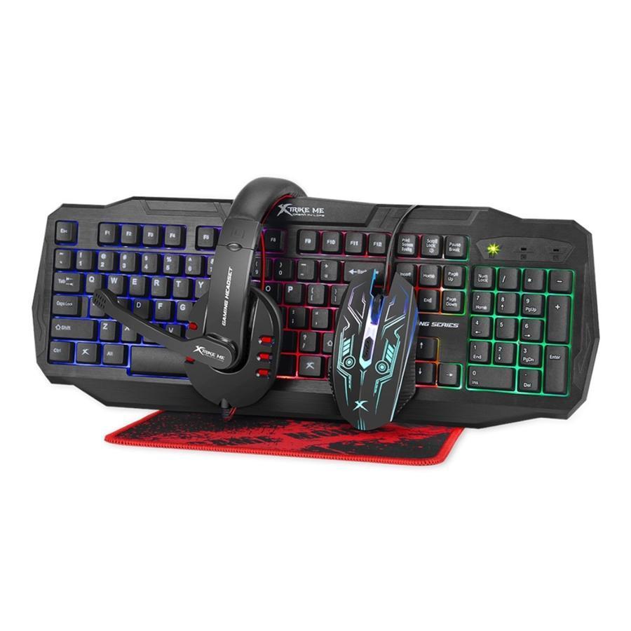 Xtrike Me CM-406 - Ensemble de Clavier, Souris, Casque et Tapis, Filaire avec Rétro-Éclairage - Simple Boutique
