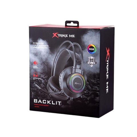 Xtrike Me GH-509 - Casque de Jeu Filaire Stéréo avec Microphone et Rétro-Éclairage RGB, Noir