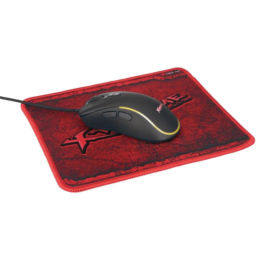 Xtrike Me GMP-290 - Ensemble de Souris de Jeu Optique, Filaire DPI 1200 à 3600 et Tapis de Souris Rouge - Simple Boutique