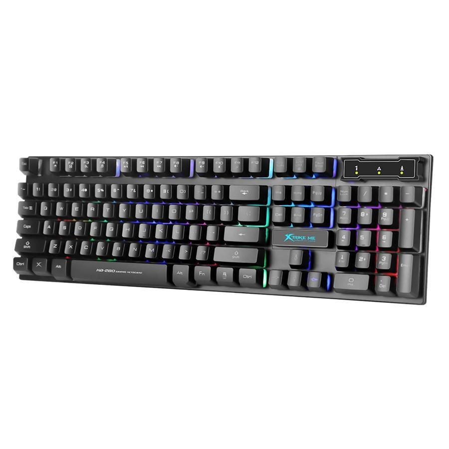 Xtrike Me KB-280 - Clavier de Jeu Filaire, Avec Rétro-Éclairage à Couleurs Mixtes, 104 Touches, Noir - Simple Boutique