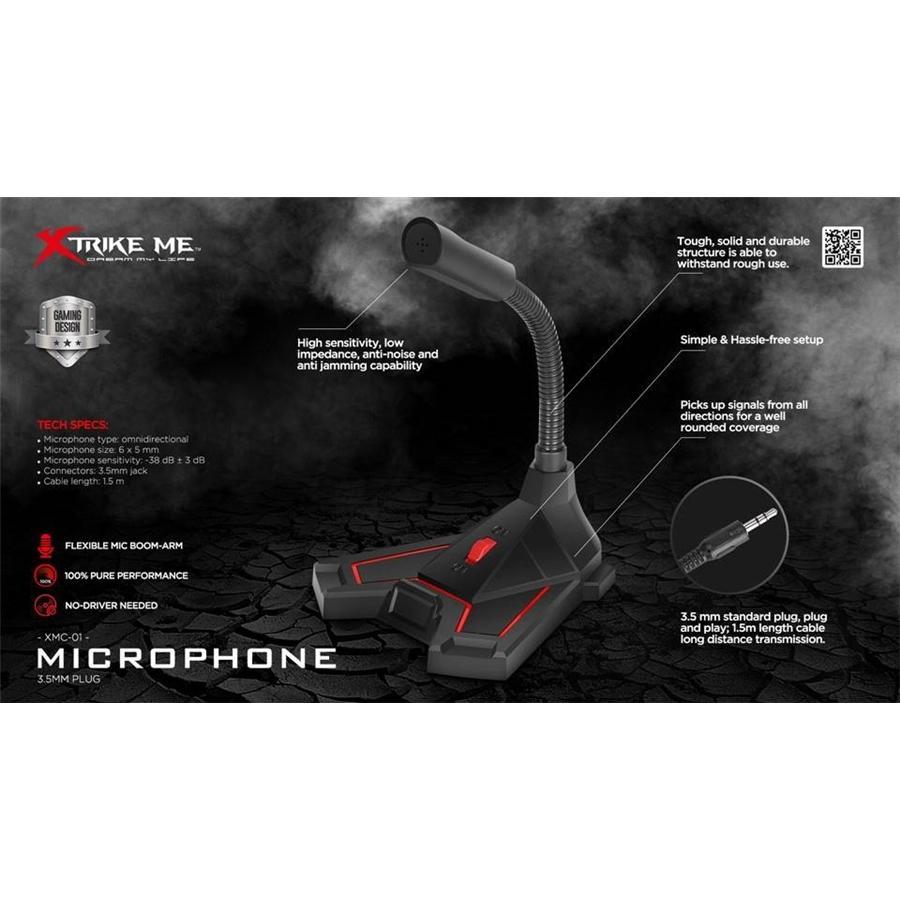 Xtrike Me XMC-01 - Microphone de Jeu, Prise 3.5mm, Haute-Sensibilité avec Bras Flexible, Noir - Simple Boutique