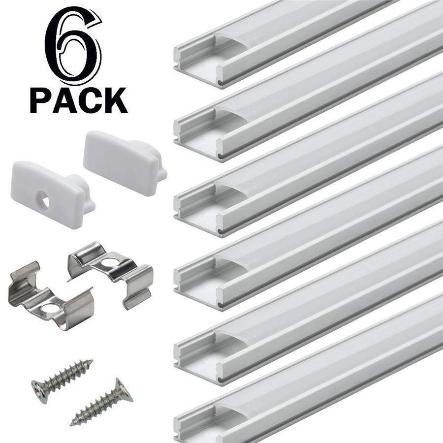 Yoho Canal de LED en Aluminium avec Housse, Diffuseur, Embout et Clip de Montage, 1 Mètre, Paquet de 6 - Simple Boutique