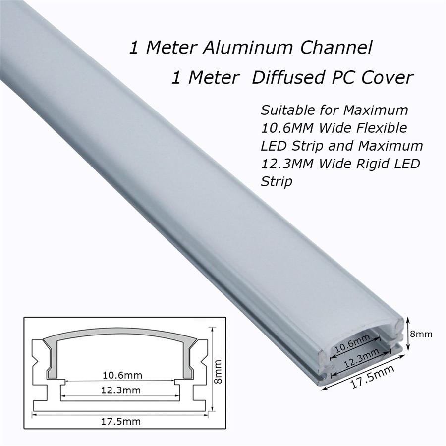 Yoho Canaux en Aluminium avec Diffuseurs pour Bandes Lumineuses LED, 17.5x8mm, Paquet de 10 - Simple Boutique