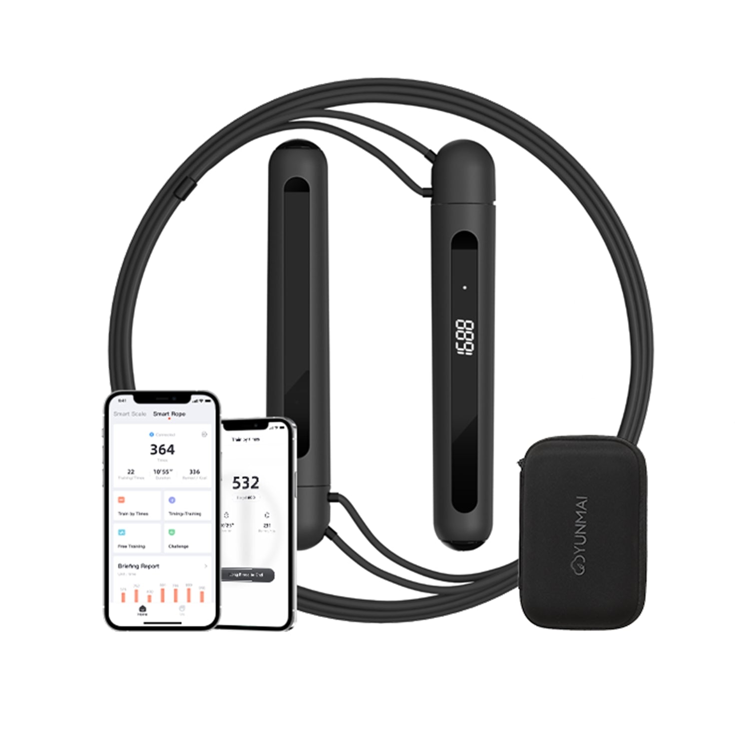 Yunmai - Corde a Sauter Intelligente, Bluetooth, Écran DEL HD, 4 Modes D'entrainement, Noir - Simple Boutique