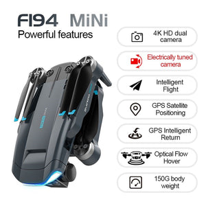 ZFR - Drone avec Double Objectif 4K Grand Angle avec Étui de Rangement et Télécommande, Noir - Simple Boutique