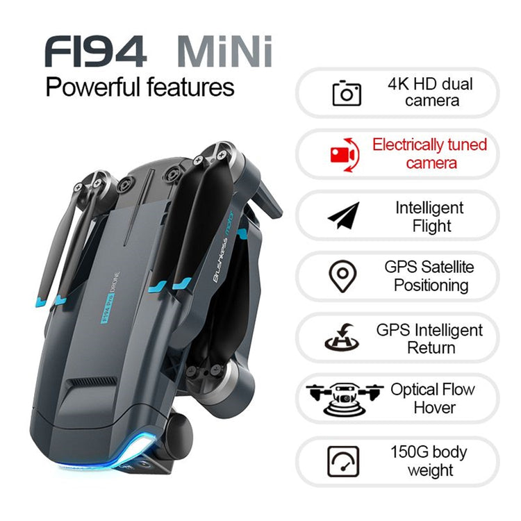 ZFR - Drone avec Double Objectif 4K Grand Angle avec Étui de Rangement et Télécommande, Noir - Simple Boutique
