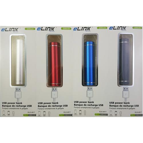 eLink Bloc D'alimentation Mobile Powerbank de 2200Mah Lithium 4 couleurs au choix - Simple Boutique
