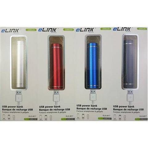 eLink Bloc D'alimentation Mobile Powerbank de 2200Mah Lithium 4 couleurs au choix