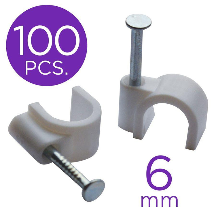 eLink CV-51595 Attaches Clouables Blanches Pour Câbles 6MM 100 Unités - Simple Boutique
