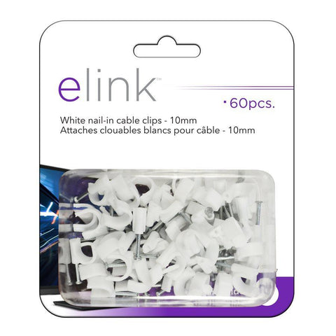 eLink CV-51597 Attaches Clouables Blanches Pour Câbles 10MM 60 Unités