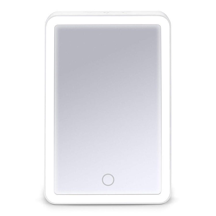 iHome ICVBT1WC Mirroir Portable avec Éclairage DEL, 6'' X 8'', Rechargeable avec Haut-Parleur Bluetooth, Blanc - Simple Boutique