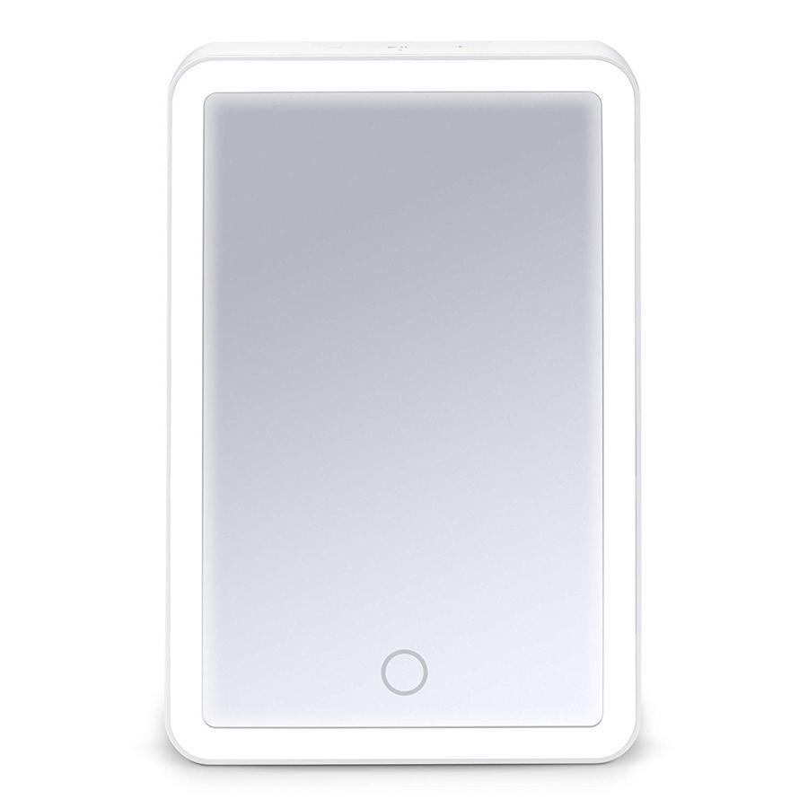 iHome ICVBT1WC Mirroir Portable avec Éclairage DEL, 6'' X 8'', Rechargeable avec Haut-Parleur Bluetooth, Blanc - Simple Boutique