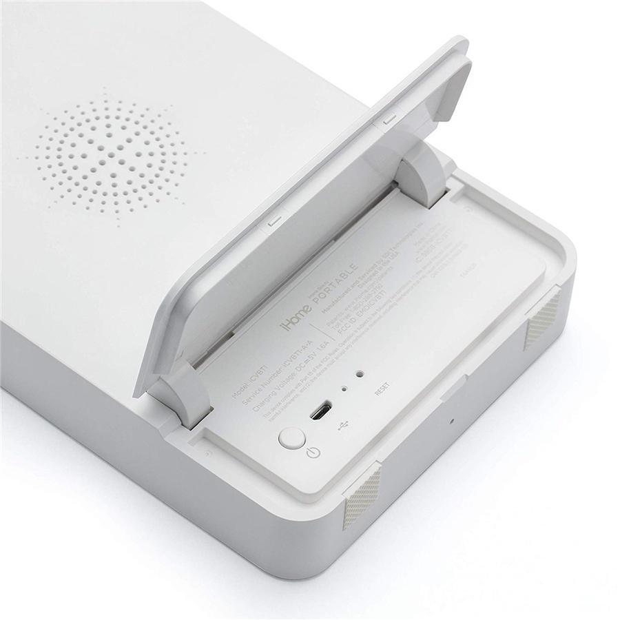 iHome ICVBT1WC Mirroir Portable avec Éclairage DEL, 6'' X 8'', Rechargeable avec Haut-Parleur Bluetooth, Blanc - Simple Boutique